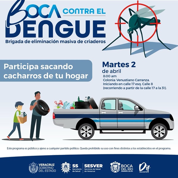 Ayuntamiento de Boca del Río pone en marcha las jornadas de descacharrización “Boca contra el Dengue”